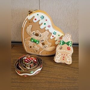 Loungefly Disney Lilo & Stitch Angel & Stitch Gingerbread Heart Purse w/ coinbag